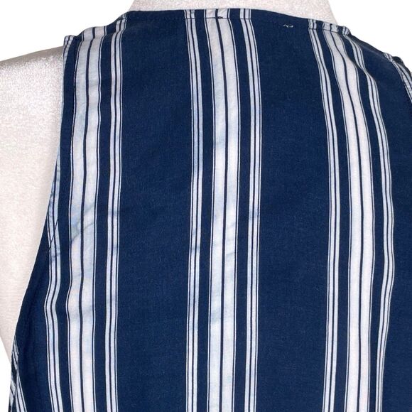 SHOW ME YOUR MUMU Rancho Mirage Tunic Dress Size Medium Lace Up Navy Blue Stripe - Picture 10 of 14